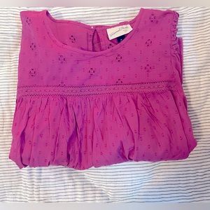 Universal Thread Pink Swiss dot eyelet cotton long sleeve spring blouse XL